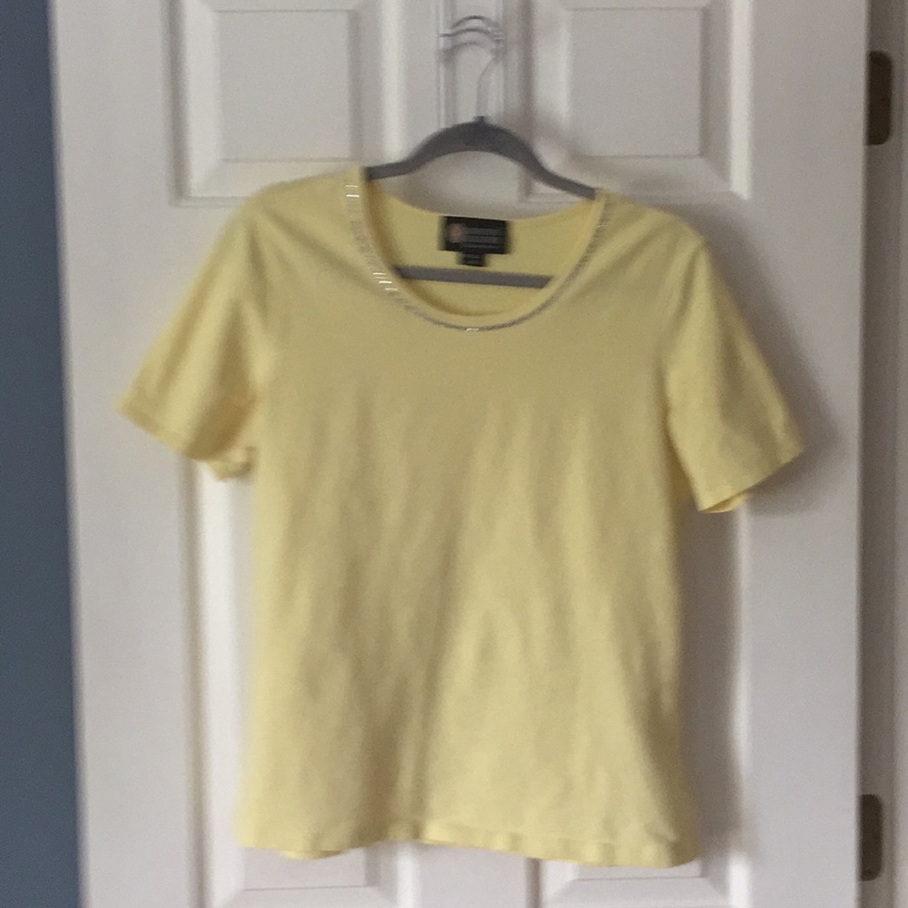 Christine Alexander Soft Yellow Scoop Neck Tee